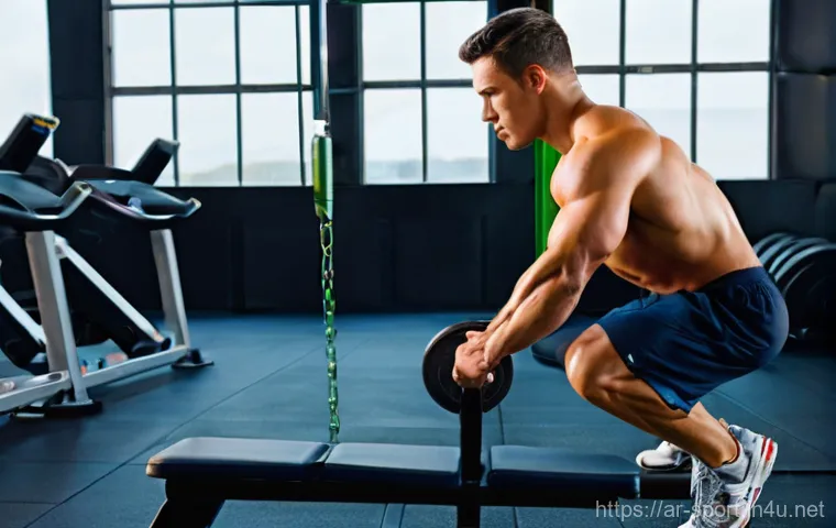 생활체육지도사와 운동 기구 사용법 - **Prompt 1: Focused Chest Press with Perfect Form** An athletic man in his late 20s, wearing a f...