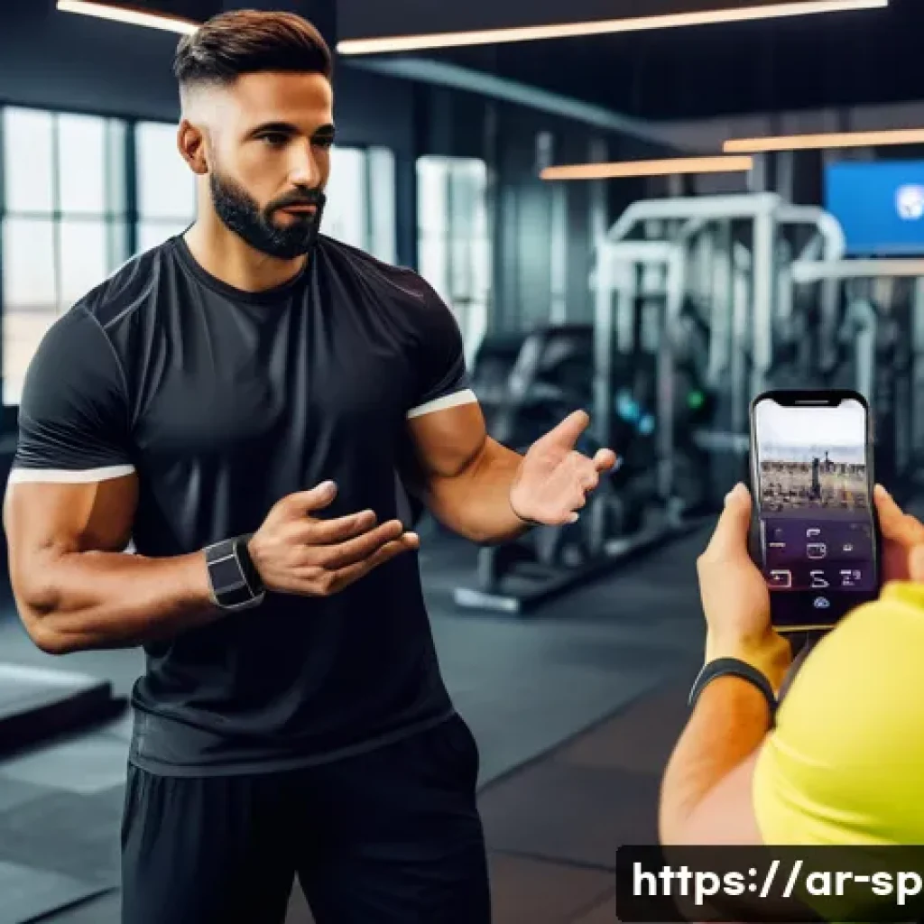 생활체육지도사와 산업 동향 분석 - A professional life coach trainer in a modern gym setting, wearing stylish athletic wear and using s...